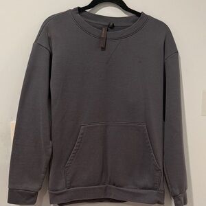 Women's Blue Gray Crewneck Fleece Sweater (Size: Small)